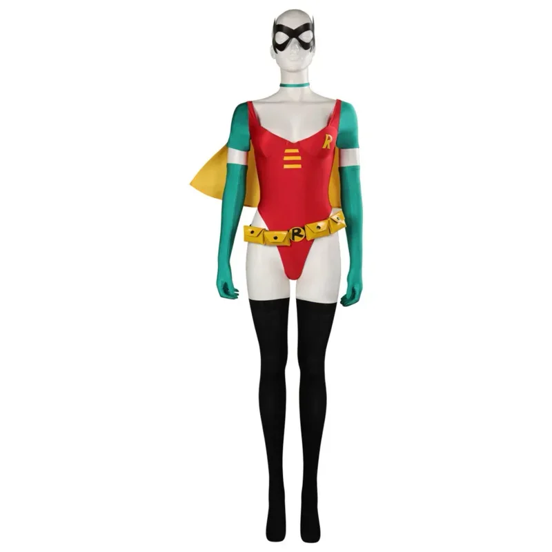 

2025 New Robin Cosplay Costume Female Sexy Swimwear Cloak Outfits Male Roleplaying Jumpsuit Cloak Mask Halloween Carnival skeif1