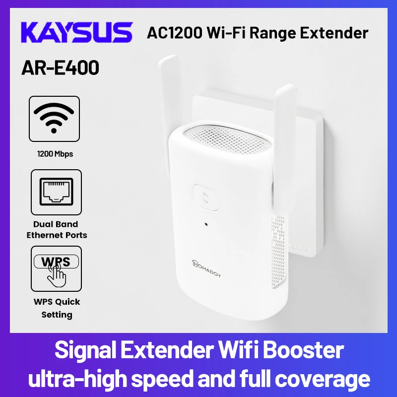 

High-Speed Bands ﻿WiFi Repeater 1200Mbps Dual Band Signal Extender 2.4G 5GHz Wi-Fi Amplifier Router Long Range Signal Booster