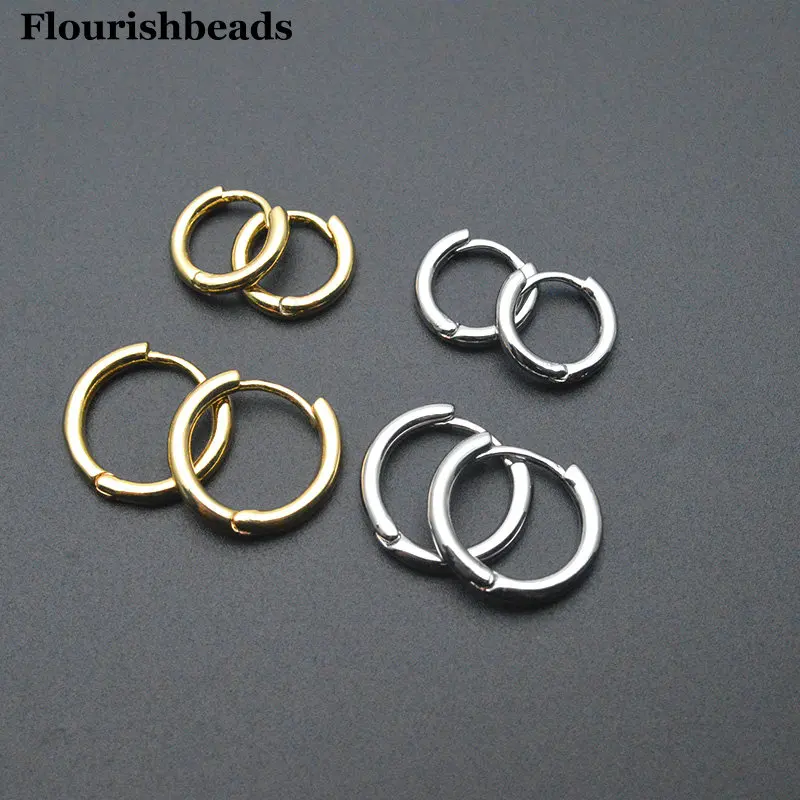 30pc 12mm 16mm 20mm Round Circle Gold Silver Color Smooth Metal Earring Hoop Clasps Jewelry Findings