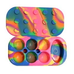6+1 34ML Silicone Wax Jar Containers,Silicone Cosmetic Storage Box, Oil Classification Containe Smoking Cleaning tool