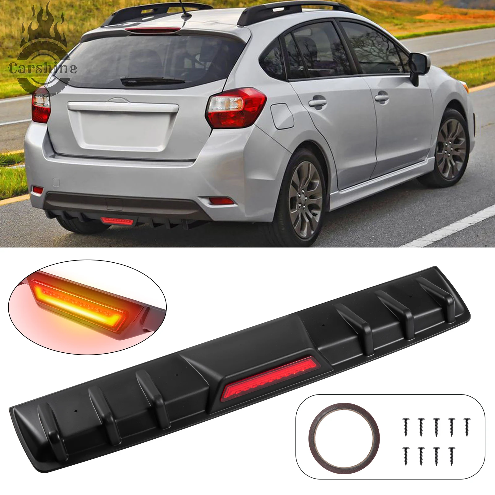 

Для SUBARU IMPREZA матовый черный 6, задний диффузор с плавником акулы, бампер, спойлер, губа