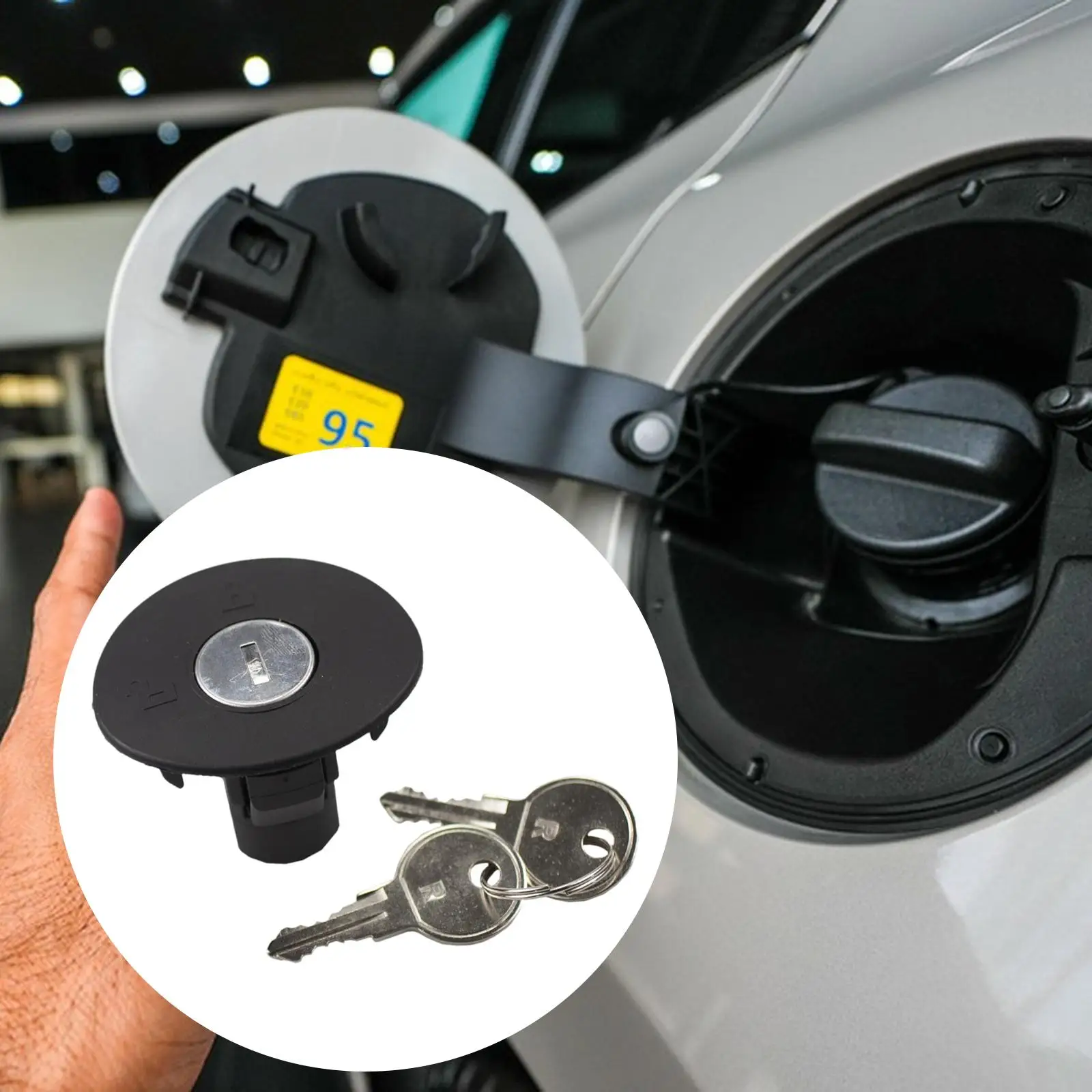 Black Plastic Fuel Filler Lid with Lock and Key for Ford Expedition Fiesta Flex Taurus Lincoln MKS