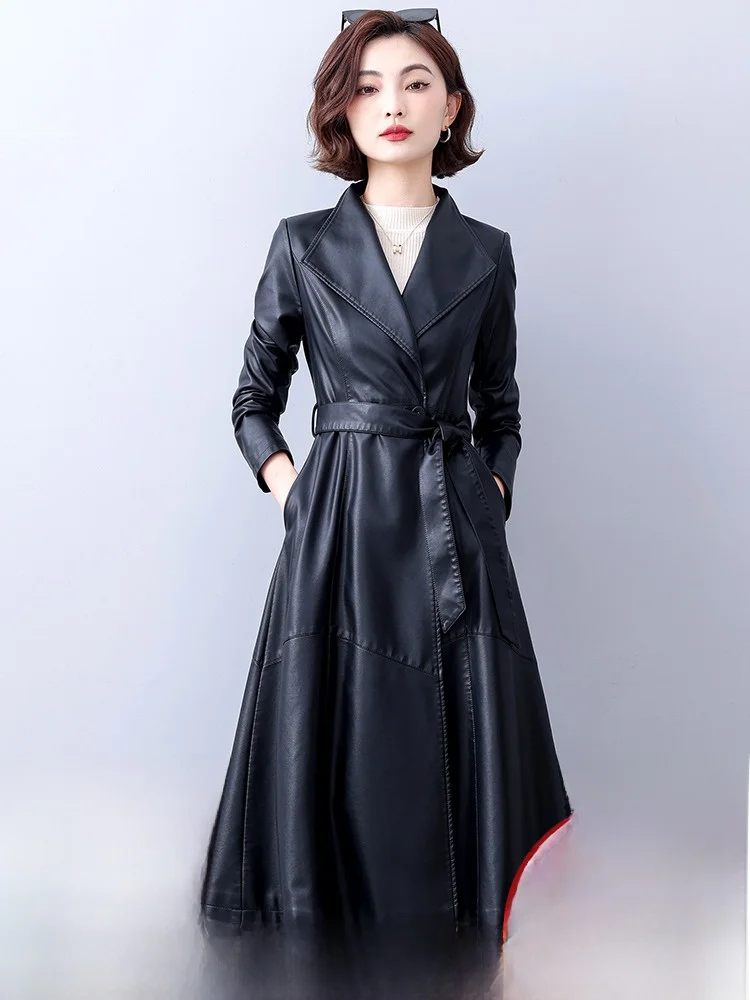  Ning Genuine Leather Jaet Women's Mid-Length 2025 Spring Autumn New Sle Korean Version Slimming Ladies' Leather Coat