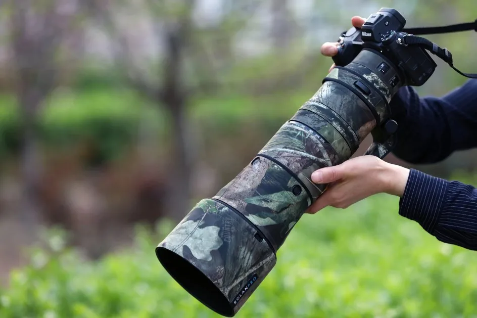 ROLANPRO Objektivmantel für Nikon Z 180–600 mm F/5,6–6,3 VR, wasserdichte Schutzhülle, Tarnung, Regenschutz, Z180–600 Pistolenhülse – Detail 7