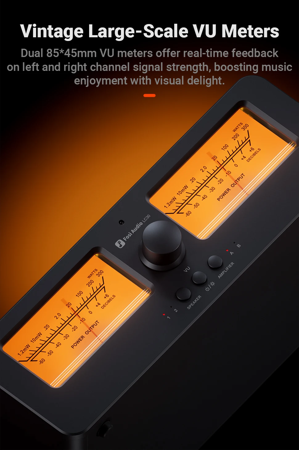 Fosi audio lc30 verstärker lautsprecher umschalter 2-in-2 out dual analog vu meter audio switcher box mit db panel display mit fernbedienung – Detail 9