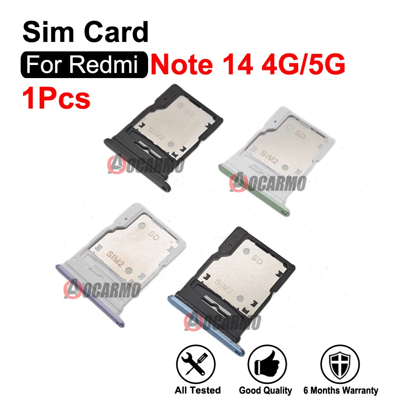 White Black Purple Green For Redmi Note 14 5G / 4G  Sim Card Sim Tray Holder Slot Replacement Parts