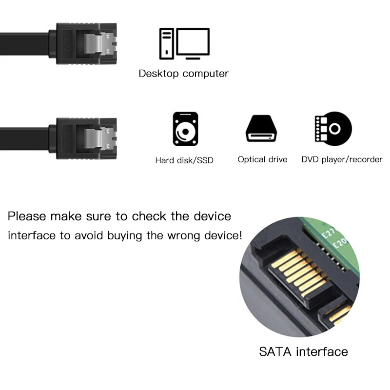 SATA Cable Sata3.0 Solid State Hard Disk Serial Data Cable Flexible 6Gbs SSD Cables Hard Disk Drive Cord Fast Transmission Cable