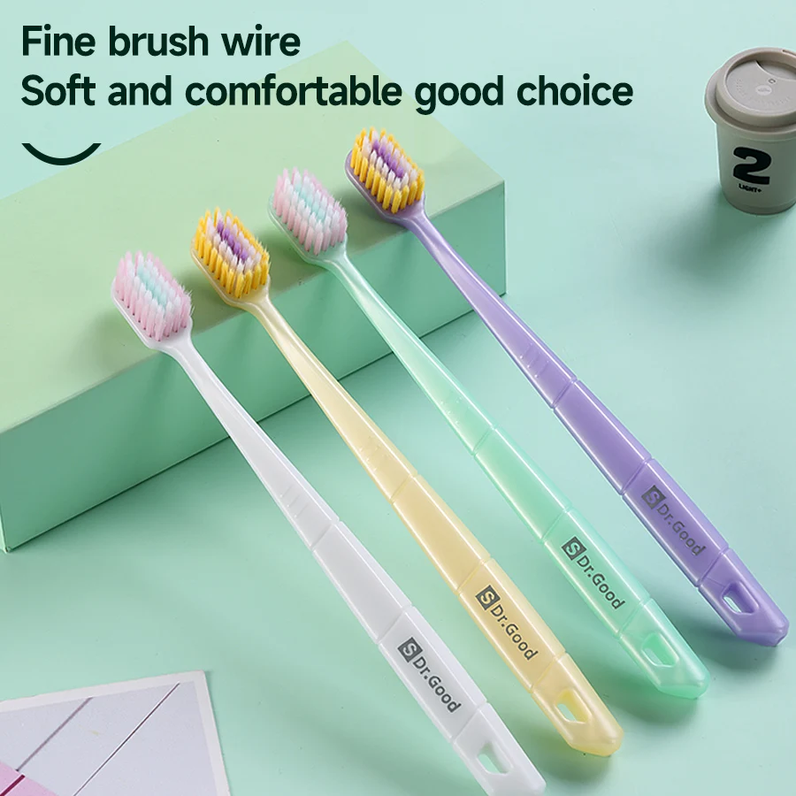 

2/4pcs small wide head colored soft hair toothbrush with 4 different colors and anti slip handle for adults (color random)