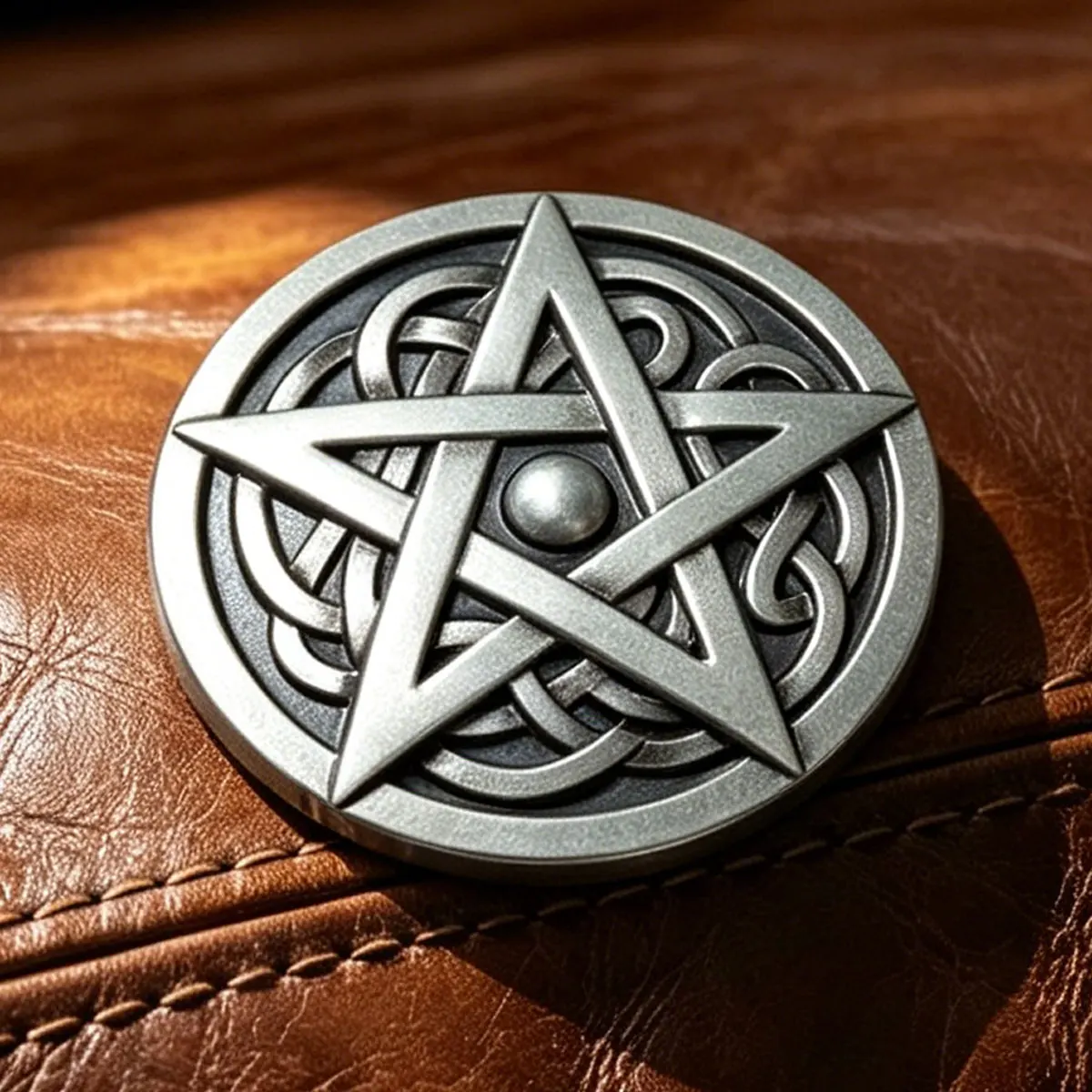 Round Pentagon Celtic Knot Belt Buckle - Retro Western Cowboy Style Embossed Belt Buckle for Men