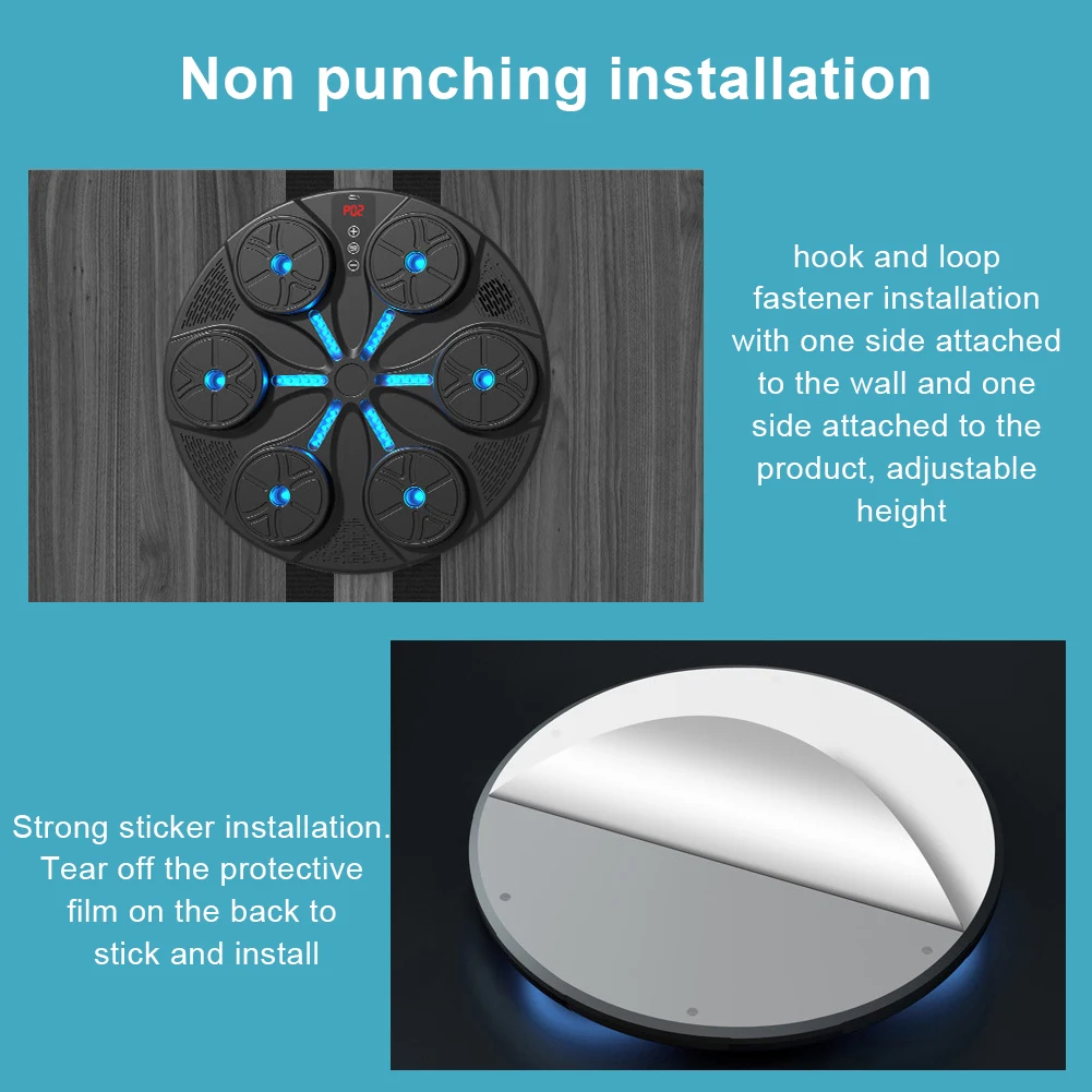 Smart Music Boxing Machine with RGB Rhythm Lights & Bluetooth-Wall-Mounted Punch Target,Adult/Kids Gloves Included for Home Gym