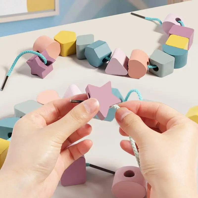 Montessori ของเล่นไม้สีรูปร่างปริศนาจับคู่เกมสีสันลูกปัดความรู้ความเข้าใจสีของเล่นเพื่อการศึกษา Early ของขวัญเด็ก