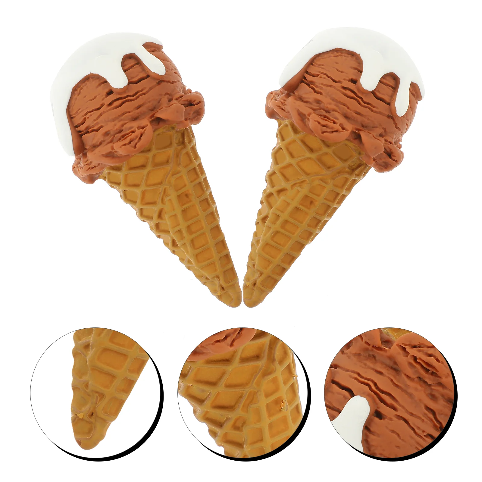 2 Pcs Simulated Ice Cream Mold Toy Modeling Figurine Dessert Display Fake Cone Prop Models