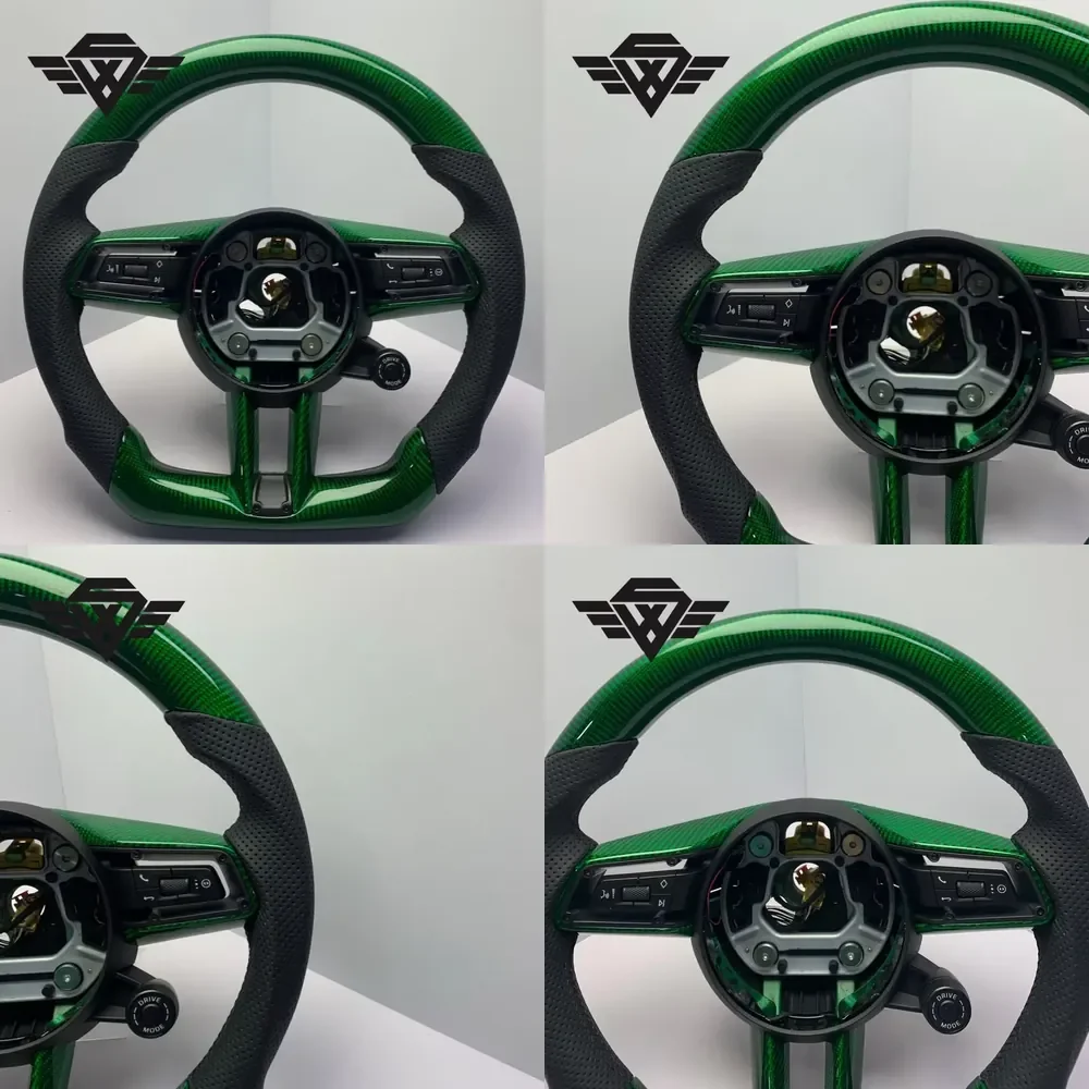 【Customizable】 SYX Green Carbon Fiber Steering Wheel for 991 992 Cayenne Panamera Macan Tayneen