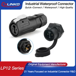 CNLINKO LP12 Aviation Connector IP68 Waterproof 3A-5A Female Plug and Male Socket for Industrial LED Light & Audio Equipment