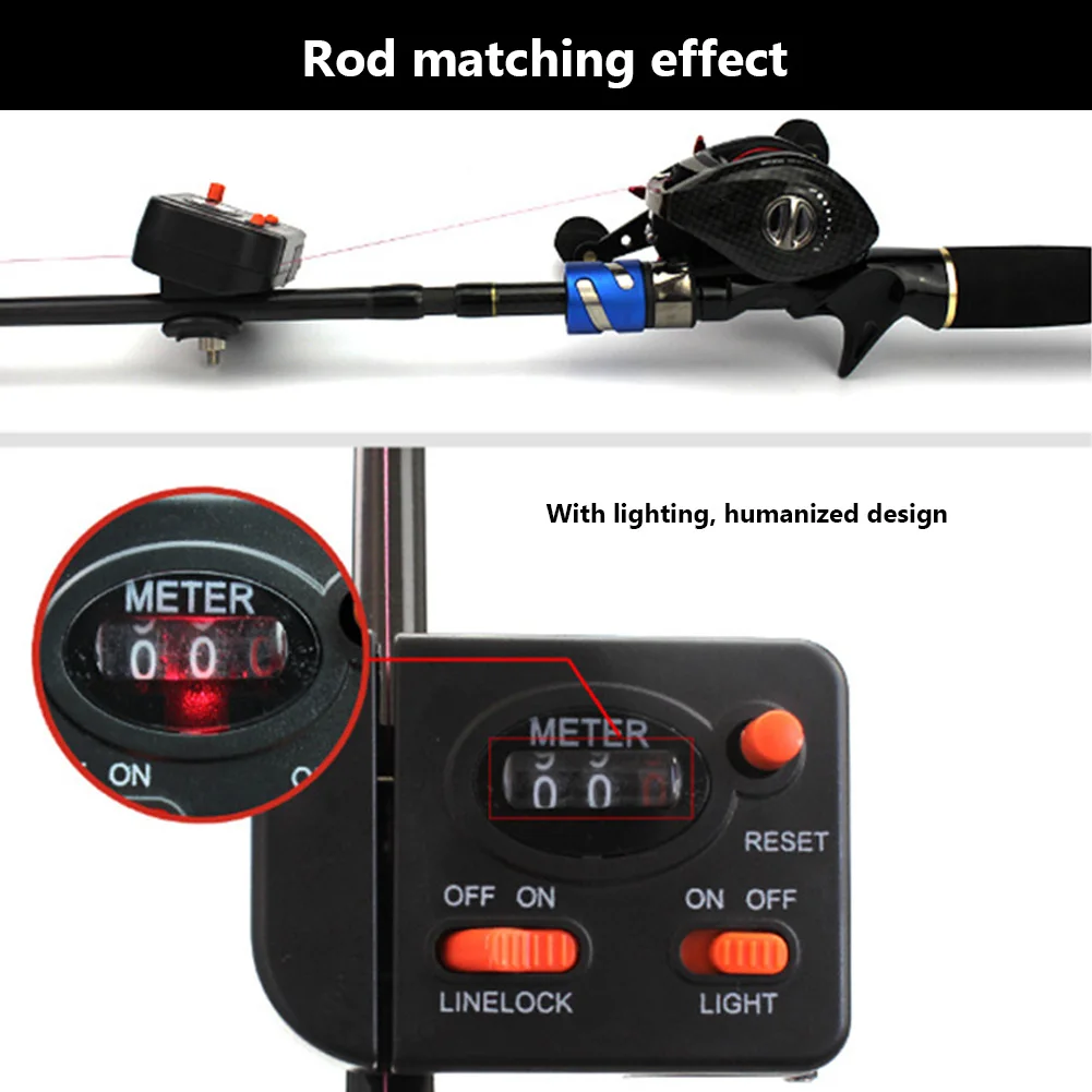 Portable Fishing Line Counter Tackle Display Length Gauge Tackle Tool With Light, Accurate Manual Meter Gear For Fishing Line