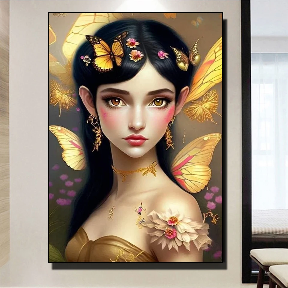 Diamond Painting New Collection 2023 Fairy Mosaic Cross Stitch Butterfly Elf Embroidery Fantasy Portrait Pictures For Home Decor