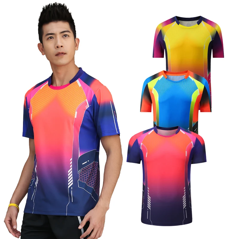 T-shirt de Tennis pour hommes, maillot de Badminton à séchage rapide, décontracté, de sport, respirant, de Ping-Pong, nouvelle impression, d'entraînement