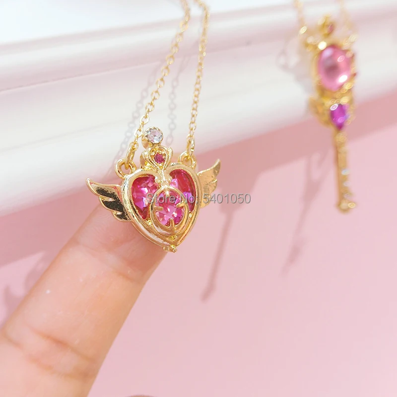 Anime Moon Loving Wand Crystal cosplay Pendant Necklace Girl accessories Cute props