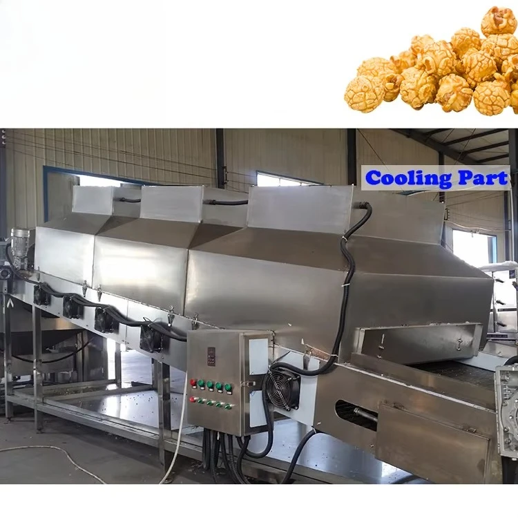 ماكينة صنع الفشار الكبيرة الأوتوماتيكية ذات السعة العالية، خط إنتاج الفشار متعدد الوظائف بنكهة الفاكهة والغاز الصناعي