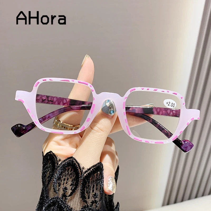 

Ahora Square Blocking Blue Light Reading Glasses Eyeglasses Small Frame Flower Goggles Presbyopia Spectacles For Women +1.0.+4.0