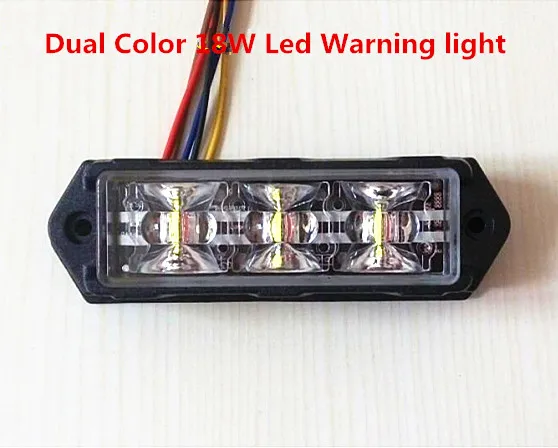 High intensity Dual color 6 Leds lighthead Car surface mount strobe Warning Light,DC10-30V,18W Led Grille flash lamp,waterproof