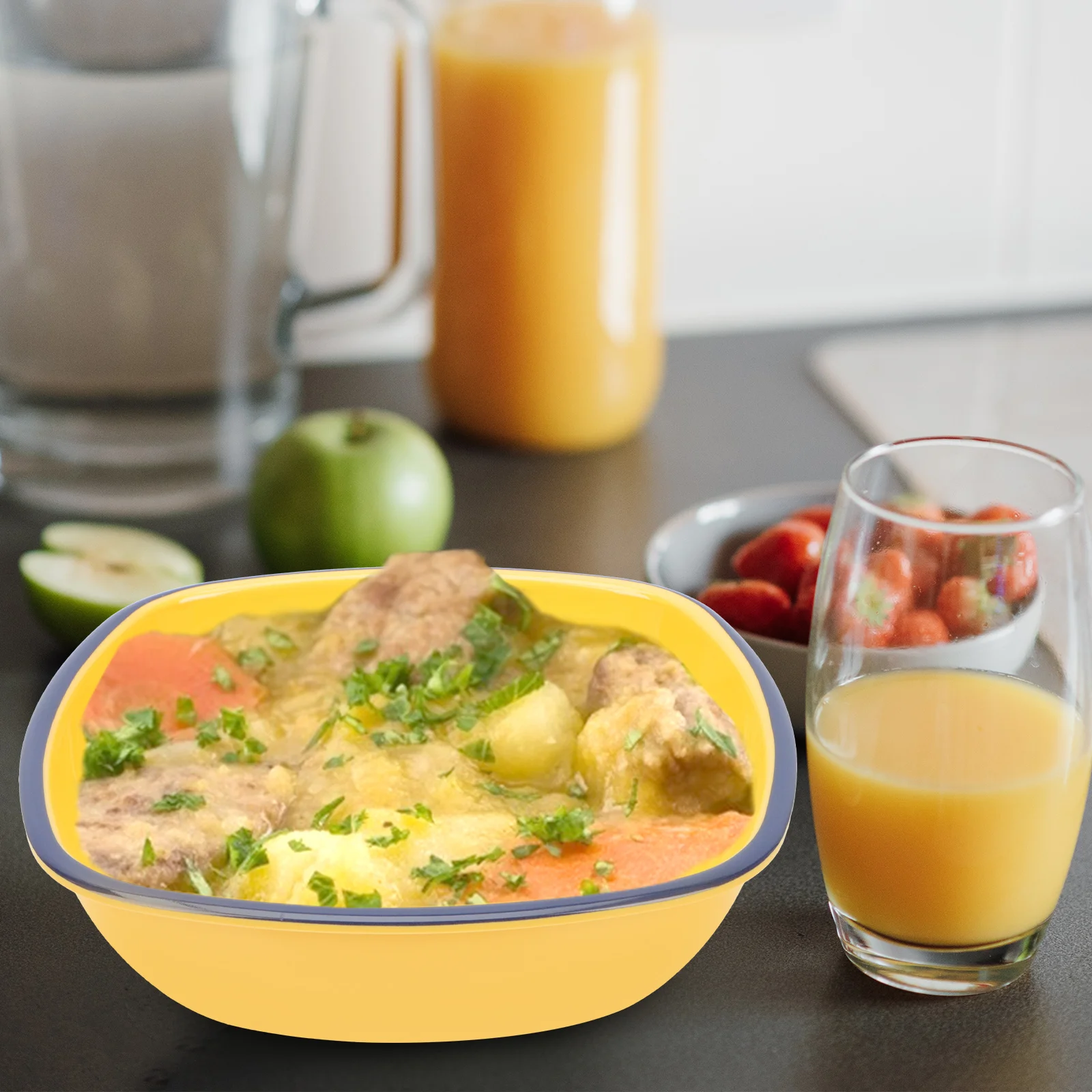 

1pcs Enamel Soup Bowl Heat Resistant Smooth Rim Food Serving Bowls For Home Restaurant Ramen Noodle Cereal Fruit Storage Holder