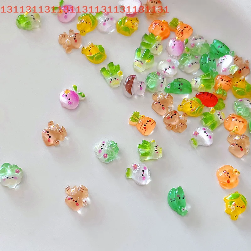 20 قطعة ديكور كرتوني صغير لطيف مسمار السحر الملفوف الذرة مسمار الفن اكسسوارات الجليد شفافة الخضار الراتنج مسمار الراين #3