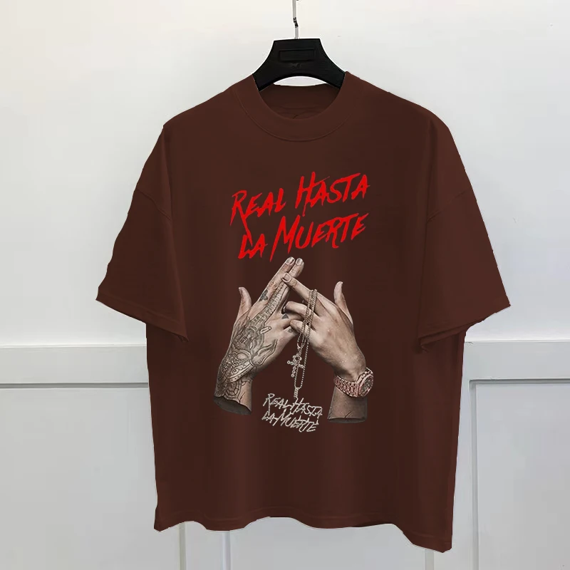

2025 new model YZLDS Fashion New friend Highstreet Cool Anuel AA Real Hasta La Muerte Fashion Men's T Shirts TopsRound Neck Tees