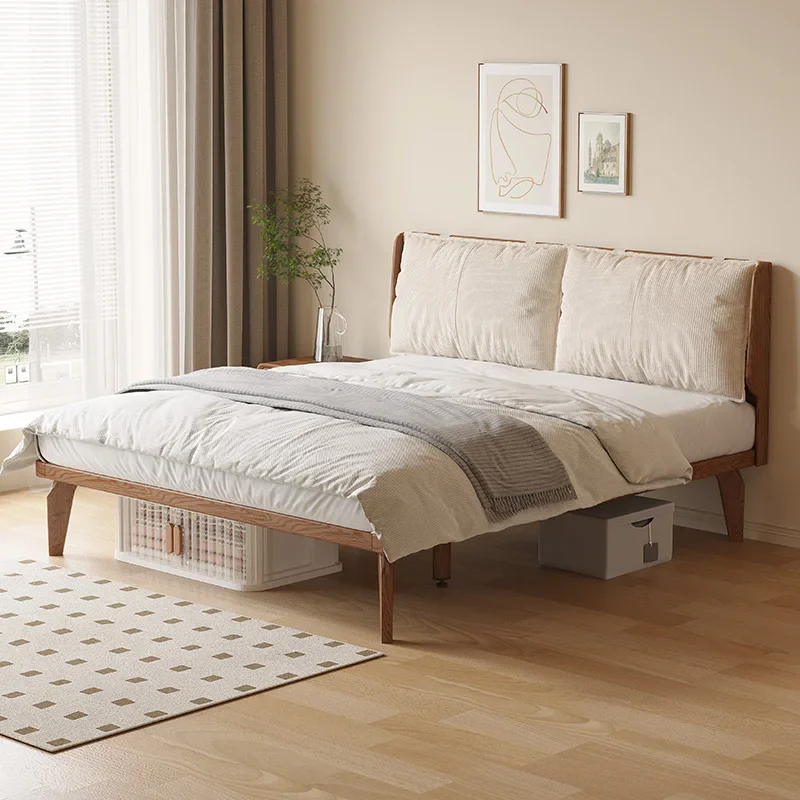 سرير دافق من الخشب الصلب، غرفة نوم صغيرة، سرير مفرد مزدوج #3