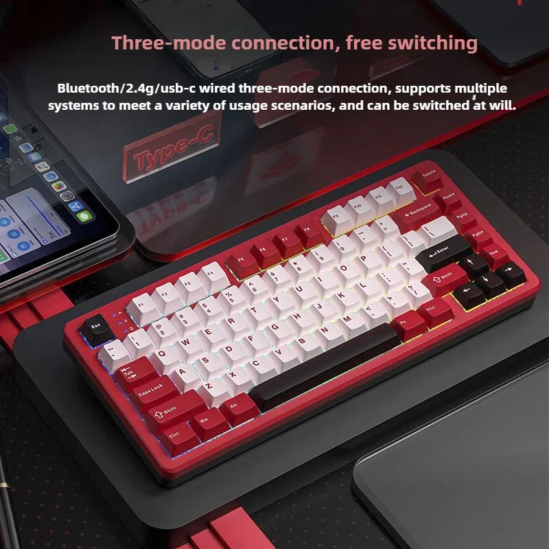 AULA Fire75 Aluminum Alloy Customized Mechanical Keyboard Tri Mode Wireless Bluetooth RGB Hot Swap Gasket Gaming Office Keyboard