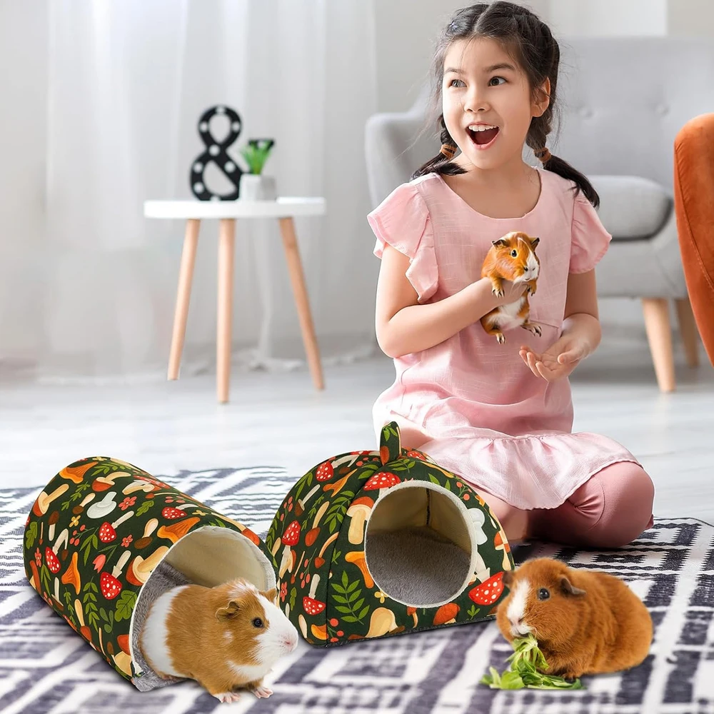Guinea Pig Hideout Washable Guinea Pig Tunnel Set 2 Pack Guinea Pigs Toys Guinea Pigs Cage Accessories for Rabbit Guinea Pigs view 6
