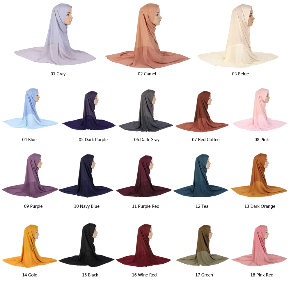 Muslim Hijab Scarf One Piece Amira Women Islamic Full Cover Head Wrap Niqab Headwear Turban Khimar Arab Prayer Hijabs Headscarf