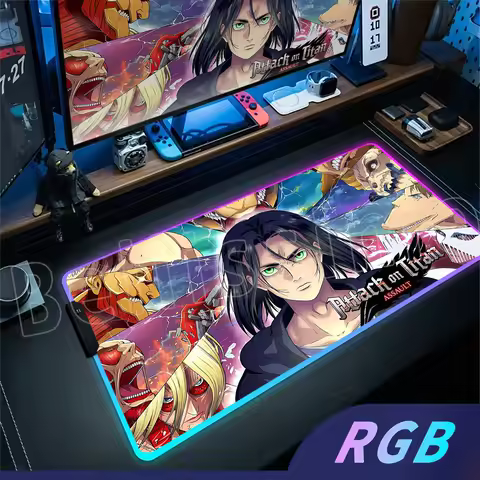 HD Anime Attack on Titan Gaming RGB Mouse Pad Laptop Game XXL Mousepad PC Gamer Desktop Decoration Office Mouse Matz Deskmat Rug