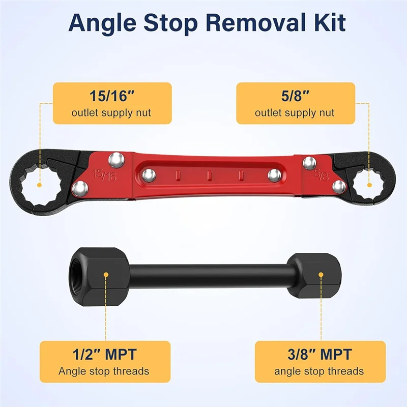 

ABLK Plumbing Tools, Useful Angle Wrench Set, Plumbers Wrench Angle Stop Wrench Set Makes Plumbing Jobs Easier