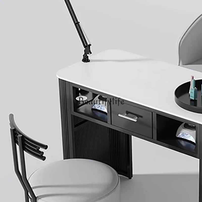 طاولات أظافر كلاسيكية احترافية مع أدراج تخزين طاولات أظافر أوروبية متعددة الوظائف أثاث تجميل عصري ميسا قابل للطي #3