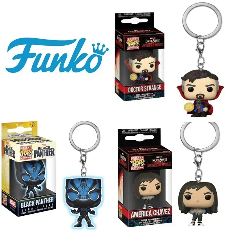 Nuevo Funko POP llavero Pop de bolsillo Doctor Strange America Chavez Pantera Negra (cabeza bobble) modelo juguetes regalos para niños