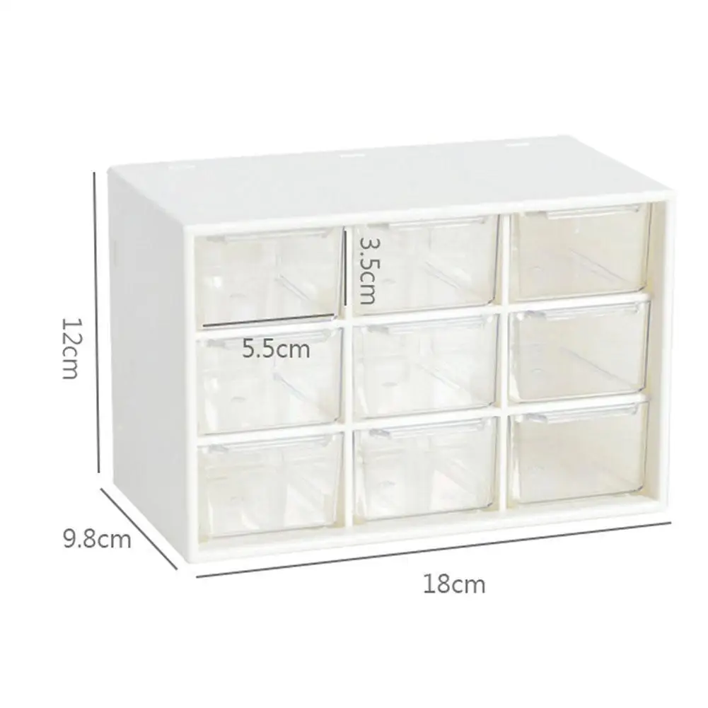 9 Grids Desktop Storage Box Jewelry Drawer Pearl Beads Storage Boxes Plastic Cosmetic Earrings Makeup Container Organizer