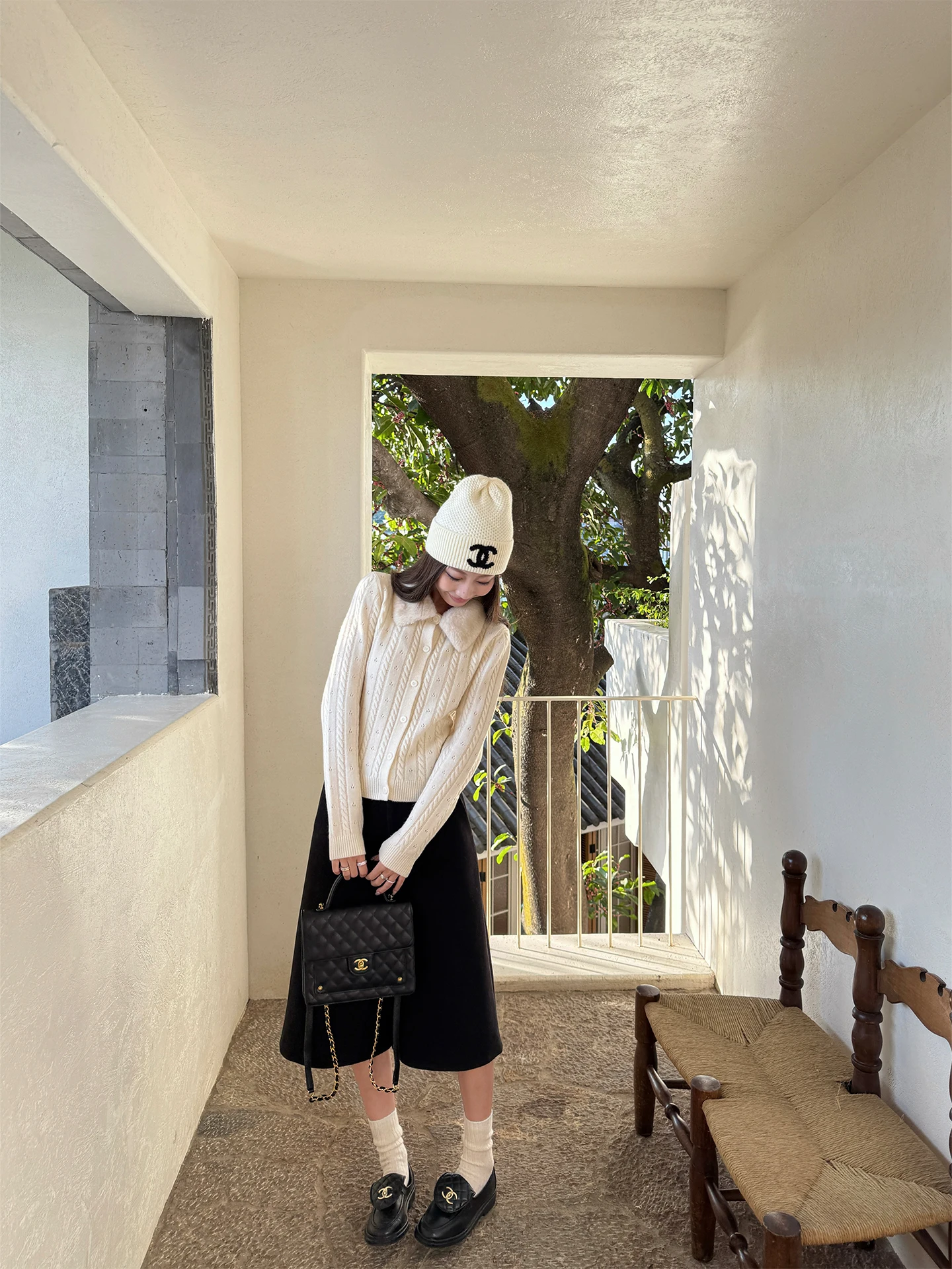 

4PRIL Slimming Wide Leg Woolen Casual Pants Women's Autumn Winter Faionable Casual Trousers Easy to Match Seven Parts