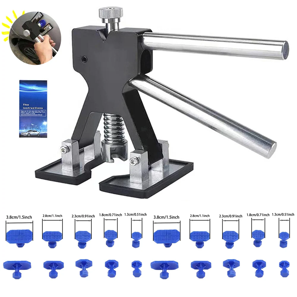 Автомобильный безкрасочный съемник вмятин, комплект для ремонта вмятин на кузове, устройство для удаления вмятин на присоске, инструмент для ремонта вмятин для автомобиля, повреждение градусов, складывание