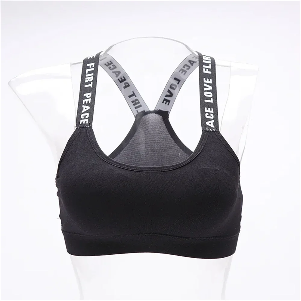 1PCS English Alphabet Sexy Comfortable Shoulder Strap Wrapped Chest And Rag Seamless Rimless Girls' Anti Light Sports Underwear