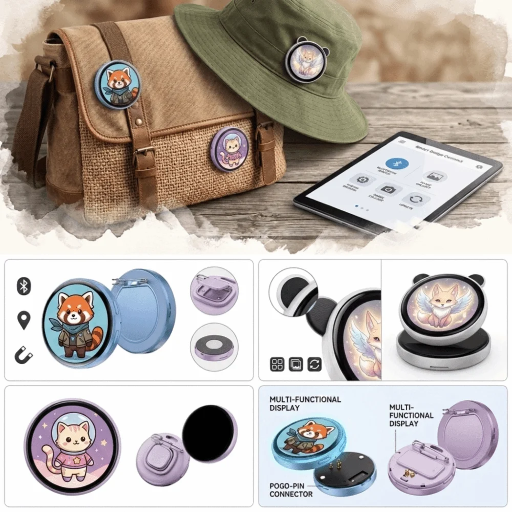 Magnetic Magnetic Electronic Badge Light‑Up Interactive Light‑Up Anime Brooch Smart Decor Compact Lightweight