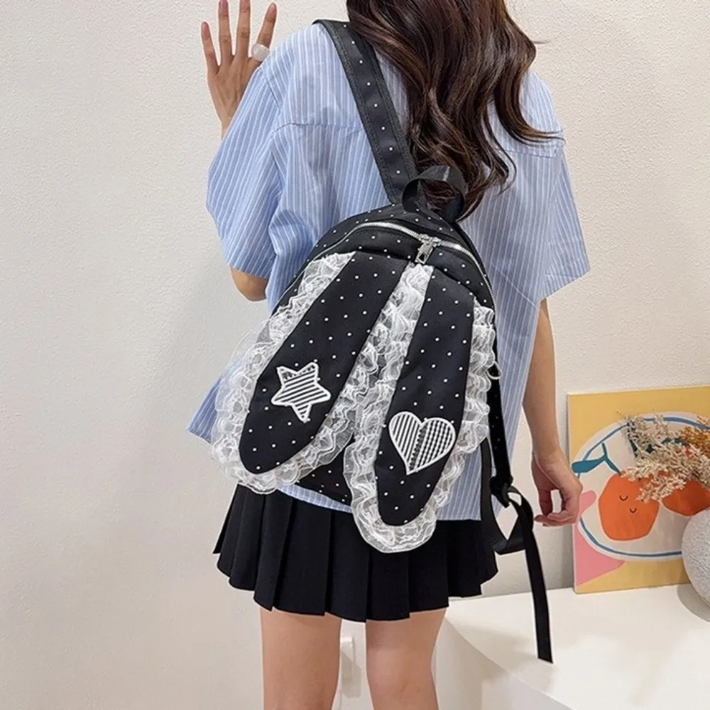 mochila-sweet-star-com-orelhas-de-coelho-renda-coracao-estilo-coreano-nylon-bolinhas-para-uso-externo
