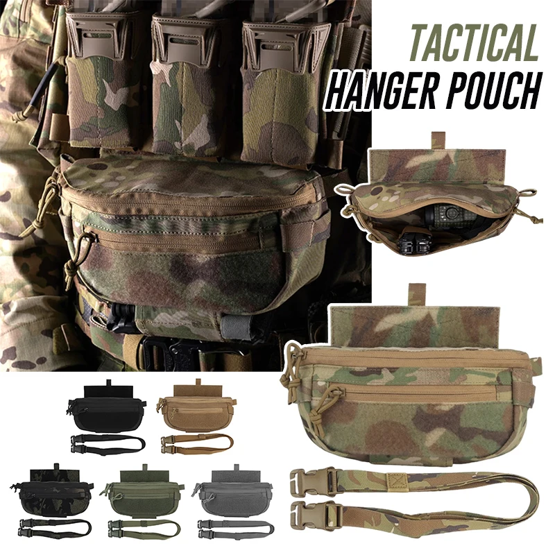 Tactical Hanger Pouch Compact Abdominal Dangler Pack Quick Release Shoulder Bag Dual Zippers Multifunctional Dump Drop Pouch