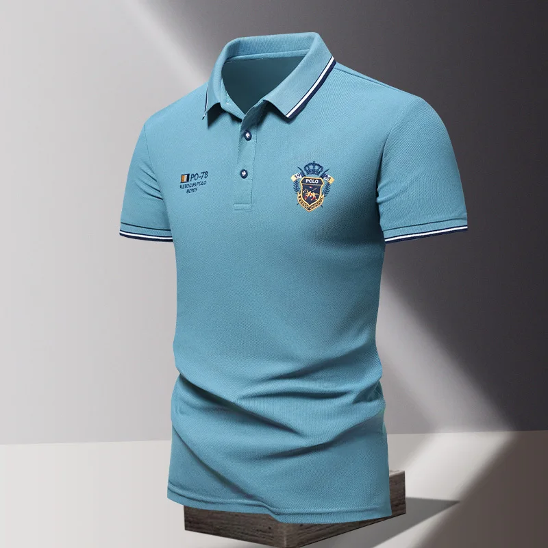 Men's high quality summer new lapel men's short sleeve polo shirt fringe embroidery business casual men's polo shirt M-4XL 903