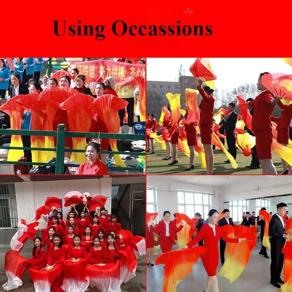 Abanico de danza del vientre de Color degradado, abanico de imitación largo multicolor de 120/150/180cm de longitud, accesorios de baile, abanicos de seda de rayón