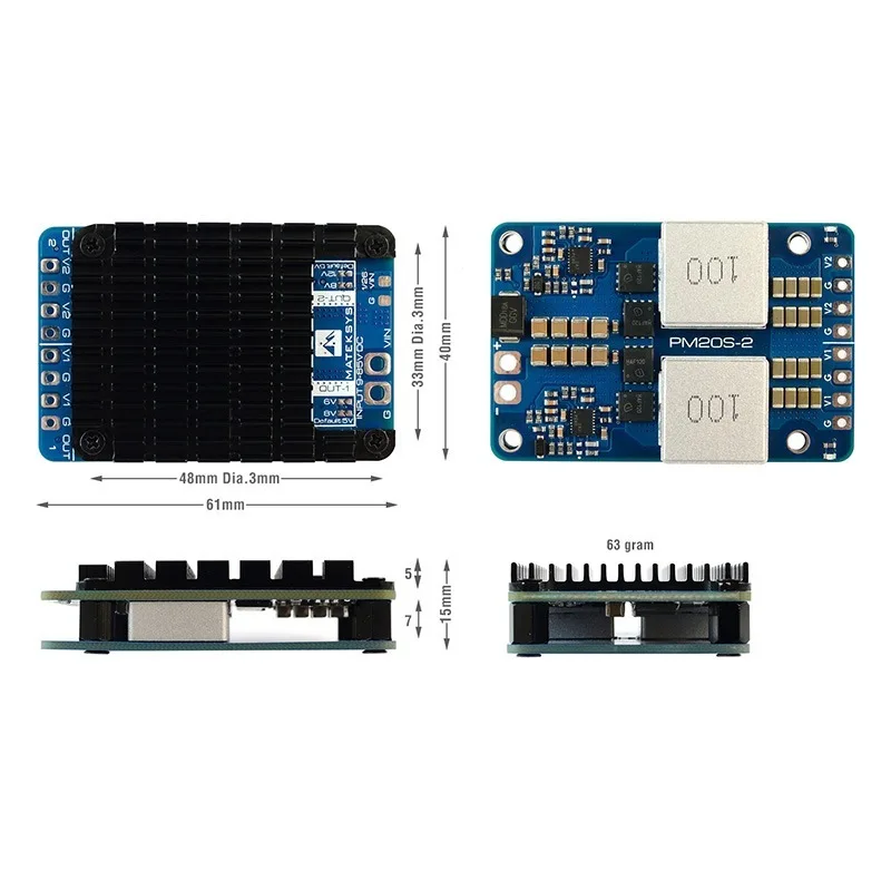 MATEK PM20S-2 Power Module Voltage Reduction And Stabilization POWER MODULE Model Aircraft FPV Supports 4-20S