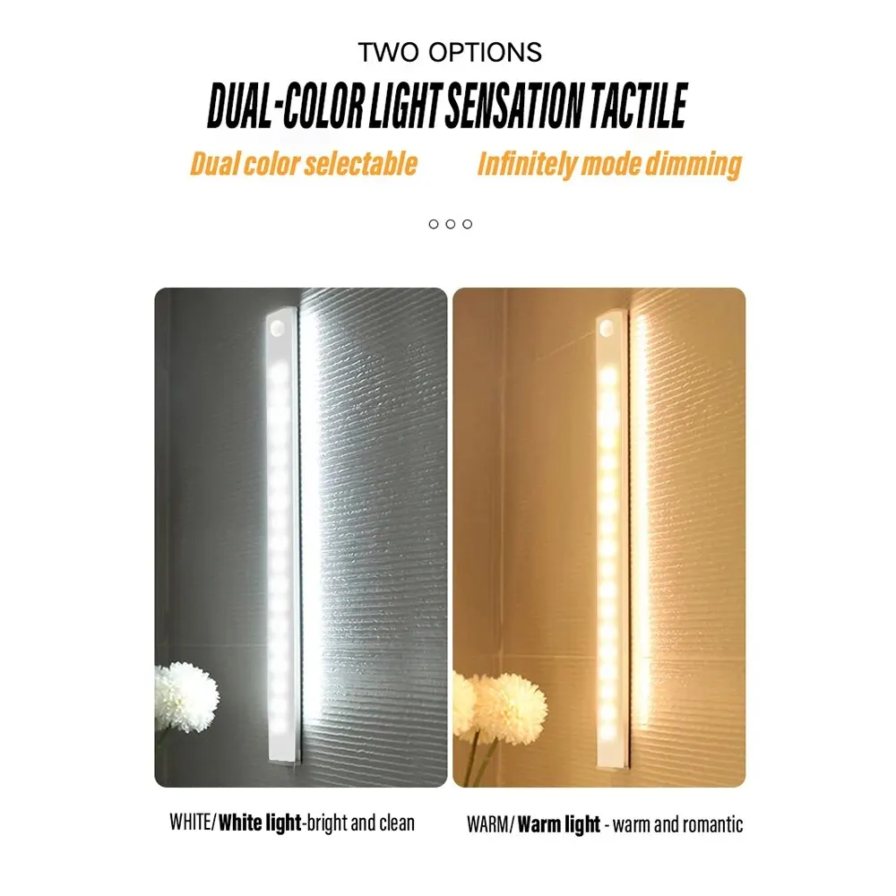 10CM/3.87inch Magnetic Smart Sensor Cabinet Light Rechargeable Night Light Home Closet Light Support Infinitely Dimmable