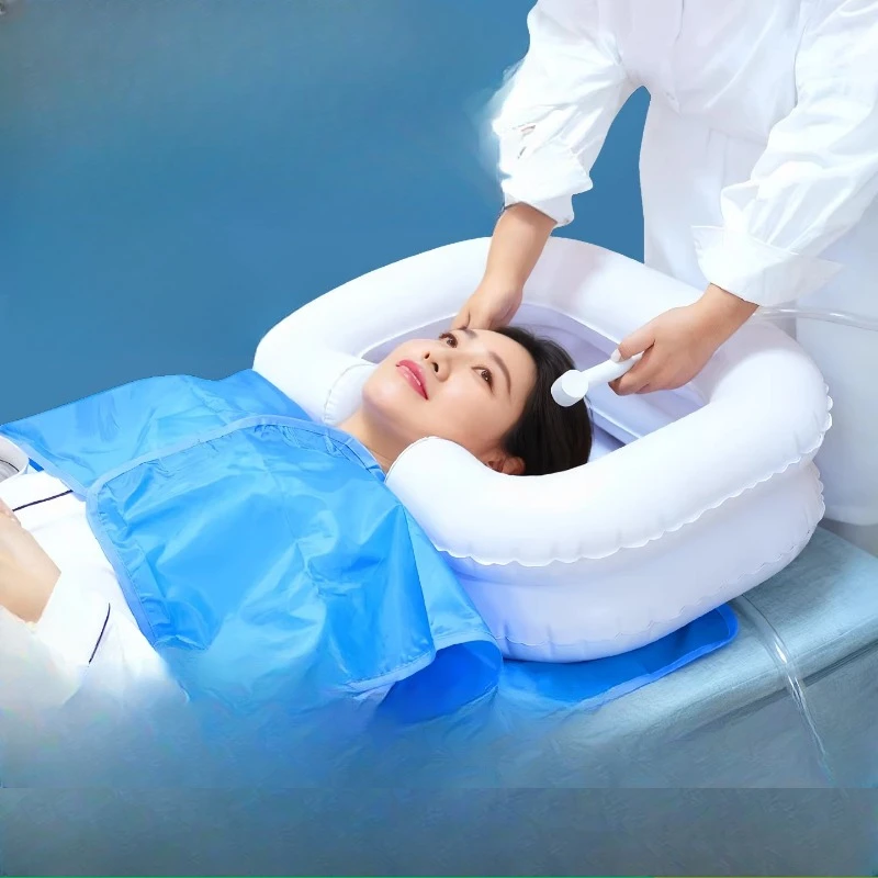 Inflatable Hair Wash Basin for Bedridden Patients, Shampoo Tray for Elderly Care, Portable No-Bend Washing Aid for Home