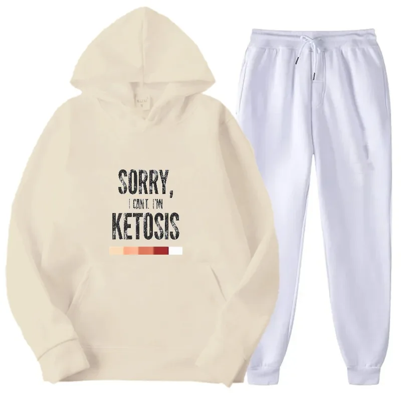 

Комплект толстовок с капюшоном бежевого цвета, толстовка с принтом «Извините, я в кетосе», повседневная одежда для дома для женщин и мужчин, домашняя одежда для тренировок, йоги