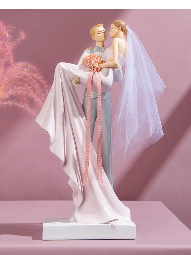 Wedding Anniversary Gift Lovers Statue Ornament Home Decoration Resin Crafts Couples Statuette Desk Decor Valentines Day Present
